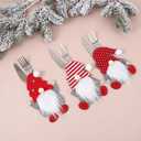 3 x 3 Pcs Christmas Table Decorations Gnomes Silverware Holders, Holiday Party Essentials, Table Decoration for Restaurant Hotel Home Festival Celebration, Cute Xmas Decor Supplies