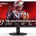 KOORUI 27'' 240Hz Gaming Monitor, Fast VA,1ms FHD 1080p, 95% DCI-P3 Adaptive Sync,DisplayPort 1.4 HDMI 2.0, Xbox PS5 Switch Ready, VESA, Tilt, Black, GN02