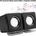 fosa1 Computer Speakers for Desktop PC Laptop, USB 2.0 Mini Wired Combination Speaker Stereo Clear Speaker System with Volume Control
