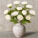 27inch Peony Artificial Flowers for Vase, 3Pcs White Faux Peonies Branch with Long Stem Silk Flower for Floral Arrangements DIY Bouquet Table Centerpieces Wedding Party Home Decor (White, 3PCS)