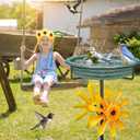 Metal Bird Bath for Outside with Wind Spinner, 48.8 Vintage Freestanding Birdbaths & Birdfeeder with Windmill, Easy to Clean Bird Baths Feeder Bowl for Outdoors Garden Yard Lawn Decor (Retro Green)