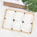 Ceramic Snack Bowls with Bamboo Tray Set,Divided Serving Bowls and Platters for Hosting & Party,Removable Serving Dishes for Chips and Dip,Fruit,Veggies,Candy and Snacks Kitchen Decor (6)
