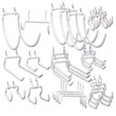 KINOMI 24 Pack Pegboard Hooks Heavy Duty Tool Hooks Peg Board Drill Holder Power Tool Holder Tool Hangers Peg Board Accessories and Hooks for Tools, Power Drills, Art and Craft Supplies etc (White)