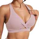 Push Up Sports Bras for Women - Medium Support Twist Front Cropped Workout Tops Racerback Yoga Bra with Removeable Pads (Small, Purple)