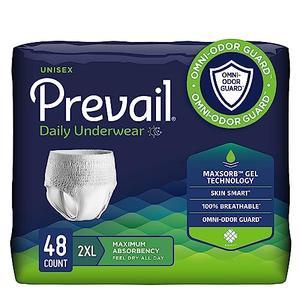 Prevail Daily Protective Underwear - Unisex Adult Incontinence Underwear - Disposable Adult Diaper for Men & Women - Maximum Absorbency - XX-Large - 12 Count (Pack of 3)