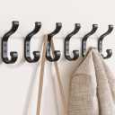 bussdis Wall-Mount Coat Hooks, Heavy Duty 30LB Hooks for Hanging Coats, Bags, Backpacks, Keys, Hats  Black Metal Hooks for Wall,Door (6 Pack)
