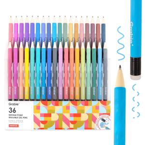 Grabie Erasable Gel Pens, Medium Point 0.7 mm Erasable Pens, Make Mistakes Disappear for Drawing Writing Planner, Pack of 36 Assorted Colors