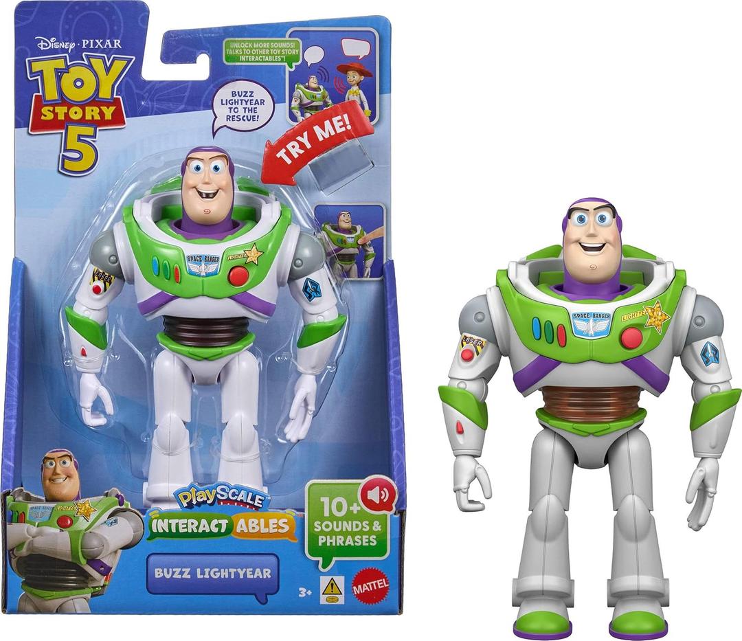 Mattel Disney and Pixar Toy Story 5 Interactables Figure, Buzz Lightyear 7 Inch Playscale, Movie Phrases & Converses with Other Characters in Line