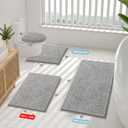 Smiry Luxury Chenille Bathroom Rugs 59x35, Extra Soft and Absorbent Shaggy Bath Mat, Machine Washable, Non-Slip Plush Carpet Runner for Tub, Shower, and Floor, Home Decor Accessories, Light Grey