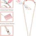 IMNEXT2U Phone Strap with Wallet for Women, Cellphone Landyard Crossbody Chain Silk Scraf Style - Pink