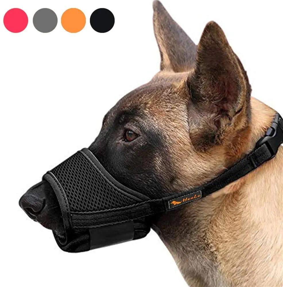 HEELE Dog Muzzle,Soft Nylon Muzzle Anti Biting Barking Chewing,Air Mesh Breathable Drinkable Adjustable Loop Pets Muzzle for Small Medium Large Dogs 4 Colors 4 Sizes (Black, XS)