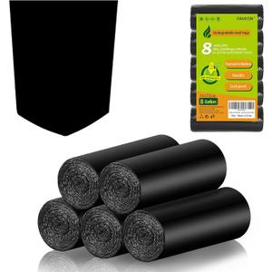 Biodegradable Trash Bags 8 Gallon Black - Medium Garbage Bags 8-10 Gallon Tall Kitchen Compostable Unscented 100 Count Recycling Strong Thick Office Waste Basket Liners Bulk Inwaysin