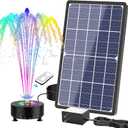 AISITIN 14W Rechargeable Solar Fountain with 4400mAh Battery, LED Colorful Lights, Remote Control & Superior Solar Glass Panels, DIY Solar Powered Water Fountain Pump for Bird Bath, Pond