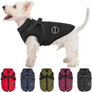 Dog Winter Coat,Warm Jacket Paded Fleece Pet Vest with Built in Harness, Windproof Reflective Cozy Adjustable Snow Pet Coat Clothes with Zipper for Small Dogs, Size XS (Black)