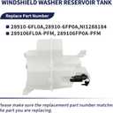 Windshield Washer Reservoir Tank 28910-6FL0A Compatible with Nissan Rogue 2017-2020 Windshield Washer Fluid Reservoir Tank Bottle w/Inlet Cap Water Pump Replace 289106FP0A, NI1288184