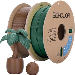 3DHoJor PLA Pro (Plus) Filament 1.75mm, 3D Printer Filament, 1kg*2 Bundle Cardboard Spool 3D Printing Filament, Dimensional Accuracy +/- 0.03 mm-Brown+Pine Green