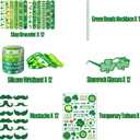 St Patricks Day Accessories for Women St Pattys Accessories Decorations Party Favor Packs Bulk Glasses Wristbands Necklace Green Beard Tattoo Stickers Slap Bracelets