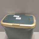 Office Trash Can with Lid, Bathroom Garbage can,4 Gallon Small Kitchen Trash Can with Gold Edge,Modern Green Trash Bin Waste Basket for Bedroom,Living Room, Toilet