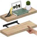 Ballucci Floating Shelves for Wall, 24" Wood Wall Shelf Set of 2, with Invisible Brackets for Bathroom, Living Room, Bedroom, Kitchen, Nursery, 8" Deep, Black