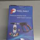 Tool Daily Short Pressure Washer Gun with Foam Cannon, 1/4 Inch Quick Connector, with 5 Pressure Washer Nozzle Tips, 1 Liter