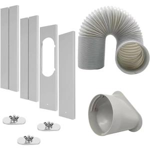 Portable Air Conditioner Window Vent Kit, 5.9 Inch Diameter 59 Inch Length Exhaust Hose,Adjustable Vertical/Horizontal Sliding Window Kit Plate for AC Unit