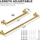 MGahyi Towel Racks for Bathroom-Adjustable Towel Holder(13.18inch-24inch) Sturdy and Rustproof Towel Bar Wall Mounted, Single Towel Bar Rod for Bathroom Accessories (Gold, 2Pcs-Towel Bar)