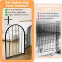 32" Dog Crate Furniture for Small Medium Dogs, Heavy Duty Wood Metal Indoor Dog Kennel with Bowls, Decorative Pet Cage Dog House as TV Stand, White & Wood