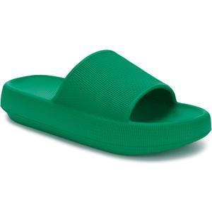 Joomra Pillow Slippers for Women and Men Non Slip Quick Drying Shower Slides Bathroom Sandals | Ultra Cushion | Thick Sole (7.5-8.5 Women/6-7 Men, Green)