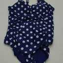 Tempt Me Women Ruched Slimming One Piece Swimsuits Tummy Control Vintage Bathing Suits (X-Large, Navy Dot)