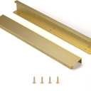 Satanga Edge Finger Tab Pull for cabinets Kitchen Concealed Drawer pulls Aluminum Flat Hidden Brushed Brass Mount Door Long Handle for Home 10Pack Modern 10" Hole Center Easy Installation (10"Hole Center 11.8" Overall Length)
