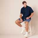 Amazon Essentials Oxford Shirts for Men - Regular-Fit, Short-Sleeve (XX-Large, Navy)