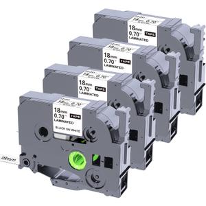 TZE-241 Tape 18mm Laminated White Replacement Compatible for Brother P-Touch TZe-241 3/4'' (0.70") Label Tape for Ptouch PTD400 PTD410 PT-D610BT PTD460BT Label Maker, 4 Pack