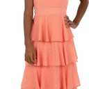 Speechless Girls' Flutter Sleeve Midi Tiered Dress (7, Coral)