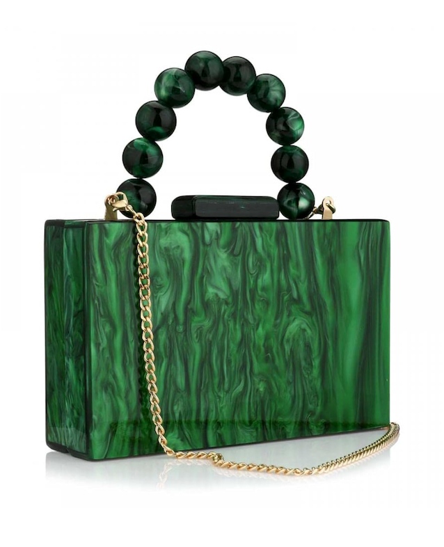 Acrylic Purses Evening Clutch Bag Marbling Handbags for Women Cross Body Bag with Pearl Chain Formal Wedding Prom Party