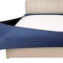 Stretch Jersey Box Spring Cover Wrap Around, Bed Skirt Alternative, Ultra Soft & Wrinkle Resistant, Full/Full XL, Navy