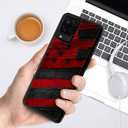 DJSOK Compatible with Samsung Galaxy A12 4G CaseDesign Pattern Back Bumper Anti Scratch Reinforced Corners Soft TPU Caver,Cases for Men Women-Black red Wood Grain American Flag