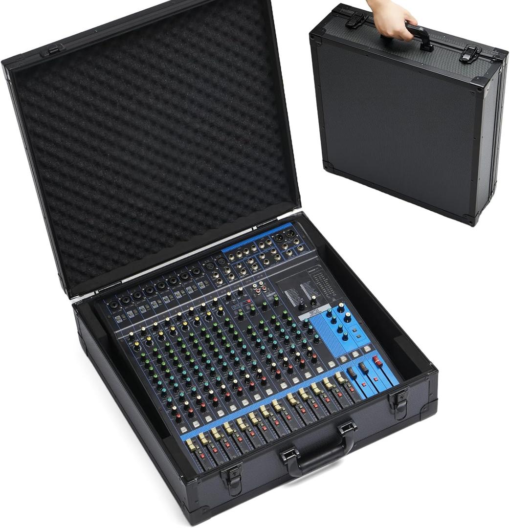 Mixer Case for Yamaha MG16XU/ MG20XU | Protective Hard Shell Carrying Storage Gig Bag Case for Mackie ProFX16V3 / Tascam Model 16 with EVA Foam | Fits Mixer Size up to 19.7 X 17.4" X 5.2"