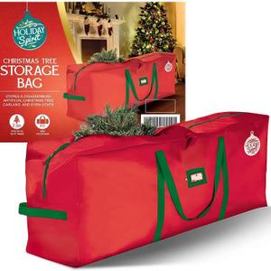 Holiday Spirit Christmas Tree Storage Bag for 7.5 Ft Trees, Heavy Duty 600D Oxford Canvas Christmas Trees Bag with Reinforced Handles and Dual Zipper, Waterproof Tear-Resistant Xmas Tree Storage Bags (Red)