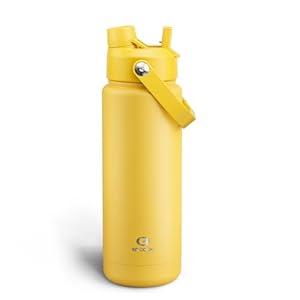 ENCOOL Insulated Water Bottle with Straw Stainless Steel Water Bottle, Leak-Proof, BPA-Free, Double Wall Vacuum Keeps Cold for 24 Hours for Sports, Travel, School (32 oz, Elfin Yellow)