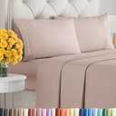 King Size 4 Piece Sheet Set - Extra Soft, Breathable & Cooling Sheets - Hotel Luxury Durable Bed Sheets for Women & Men - Deep Pockets, Easy-Fit & Wrinkle-Free Sheets - Dusty Pink Oeko-Tex Bed Sheets