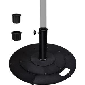 Koutemie 21 Inches Metal Umbrella Base with 2 Adapters for 1-" or 1-" Umbrella Poles, Heavy Duty Weighted Outdoor Umbrella Stand Holder for Patio Table, Black