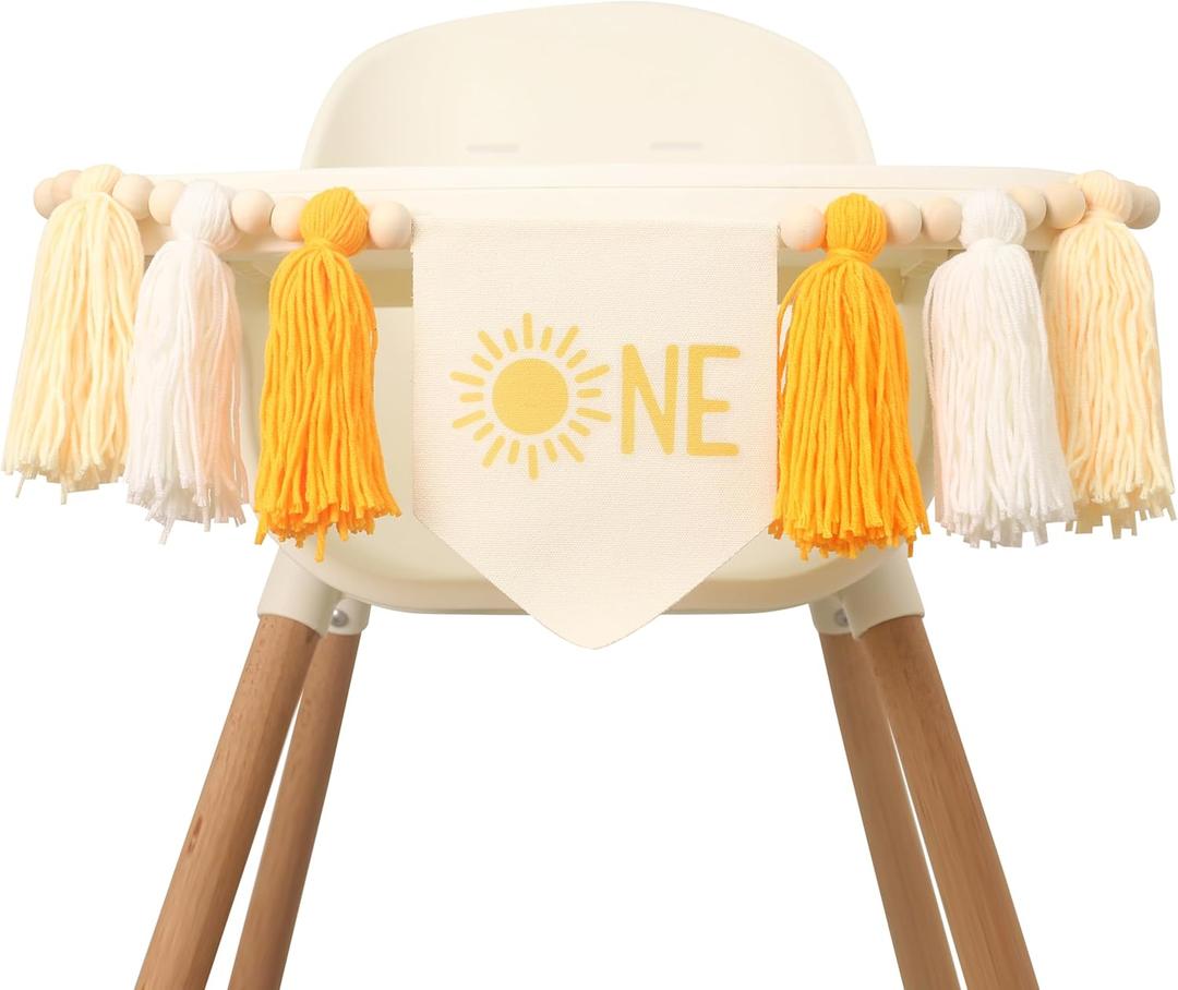 First Birthday Boho Sun Highchair Banner - You Are My Sunshine Tassels