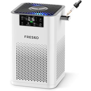 FRESKO Small Air Purifier for Bedroom, H13 True HEPA Filter Quiet Air Cleaner with Night Light, Aromatherapy, Sleep Mode, Real-Time PM2.5 Display & 360 Airflow, for Odors, Smoke in Home & Office