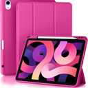 Akkerds Compatible with iPad Air 11 Inch Case 7th/6th Generation (M3/M2) 2025/2024, for iPad Air 5th/4th Generation Case 10.9 Inch 2022/2020 with Pencil Holder[Auto Sleep/Wake], Rose