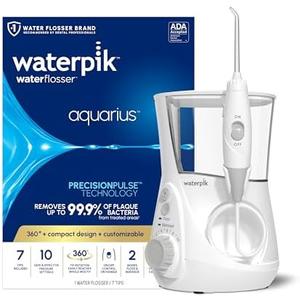 Waterpik Aquarius Water Flosser For Teeth Cleaning, Gums, Braces, Dental Care, Electric Power With 10 Settings, 7 Tips For Multiple Users And Needs, ADA Accepted, White WP-660 
