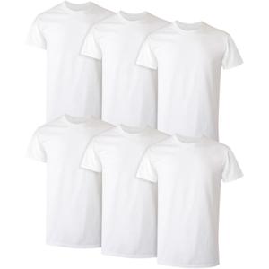 Hanes Mens Cotton, Moisture-wicking Crew Tee Undershirts, Multi-packs, White - 6 Pack, Medium US