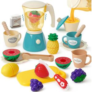Golray Play Blender Toys Kitchen Appliance Accessories Set with Cutting Play Food/Tea Party Set, Kids Play Kitchen Appliances for 3 4 5 6 Year Old Todder Girls Boys Kitchen Pretend Play Toy