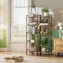HITNET Bamboo Book Shelf, Tall Narrow Bookcase, Bathroom Shelving Unit 5 Tier Floor Standing Adjustable Bookshelf for Small Spaces, Walnut, 17.72 Inches X 12.4 Inches X 55.9 Inches