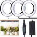 Full Spectrum Grow Light for Indoor Plants, 216 LEDs Halo Plant Light with Auto On/Off Timer (4/8/12H), 10-Level Brightness, 3 Lighting Modes, for Small Plants & Seedlings (Black, Tri Head)
