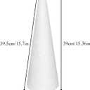 Crafjie Foam Cones for DIY Arts and Crafts (4.65 x 15.7 in, 2 Pack), White Polystyrene Christmas Tree Foam Cones Craft Supplies, for DIY Home Craft Project, Christmas Tree, Table Centerpiece